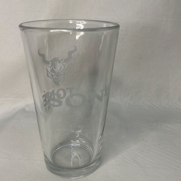 Stone Brewing Sony 16 Ounce Beer Glass White Print 3 1/4 In Round 5 3/4 Tall - Picture 2 of 5